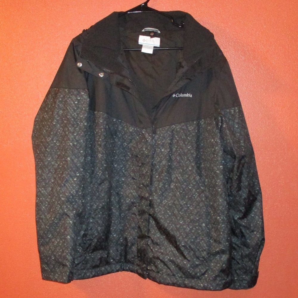 Columbia Jacket Sports Woman X Large Black Gray Full Zip Pockets Hooded Jacket